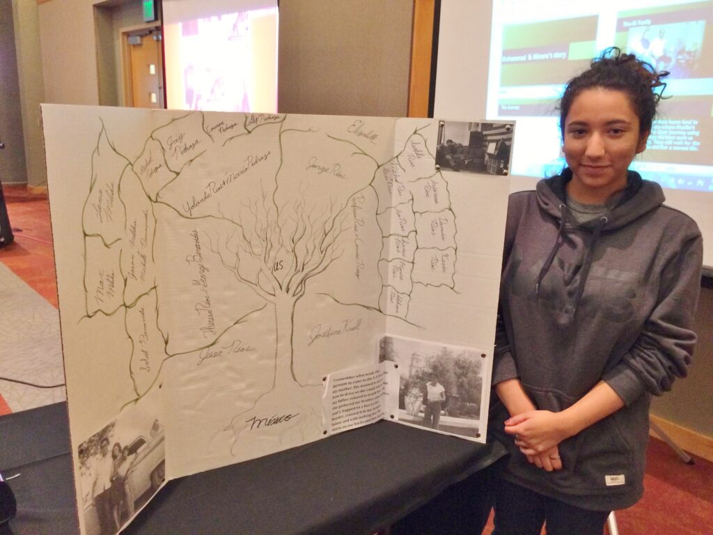 This University of New Mexico student asked her family for the first time about their history and displayed this impressive family tree at the 2015-16 Lobo Reading Experience.